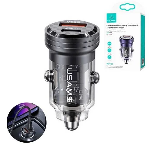 Cargador de Auto USAMS C35 PD 45W USB-C + USB-A