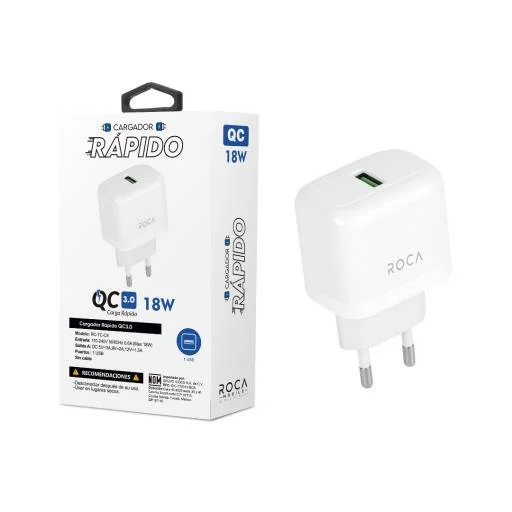 Cargador Rápido ROCA QC3.0 18W 1 USB sin cable