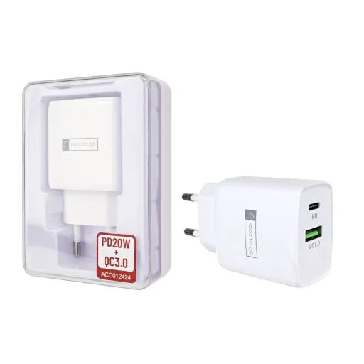 Cargador Rápido ROCA TO GO 20W USB-A + USB-C