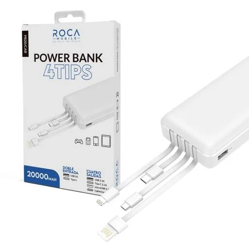 Power Bank ROCA PB20/CAB 20.000mAh con cables incorporados